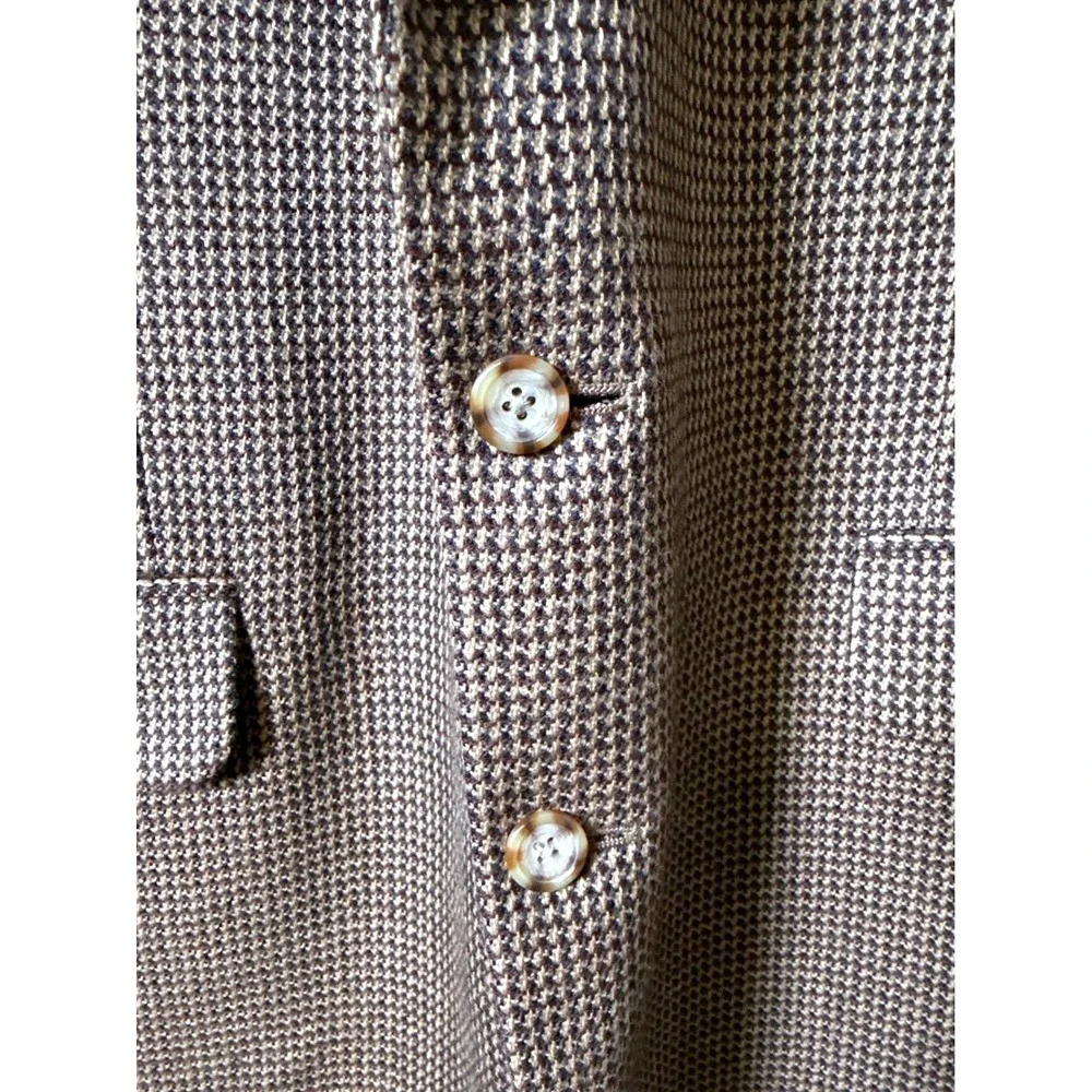 Vintage Oscar de la Renta 100%‎ Wool Sport Coat Blazer 46L Houndstooth Mens